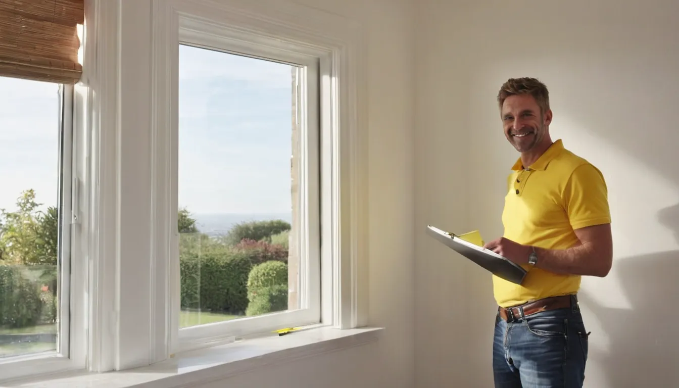 A provider measuring a window opening on a home in the Kenner area